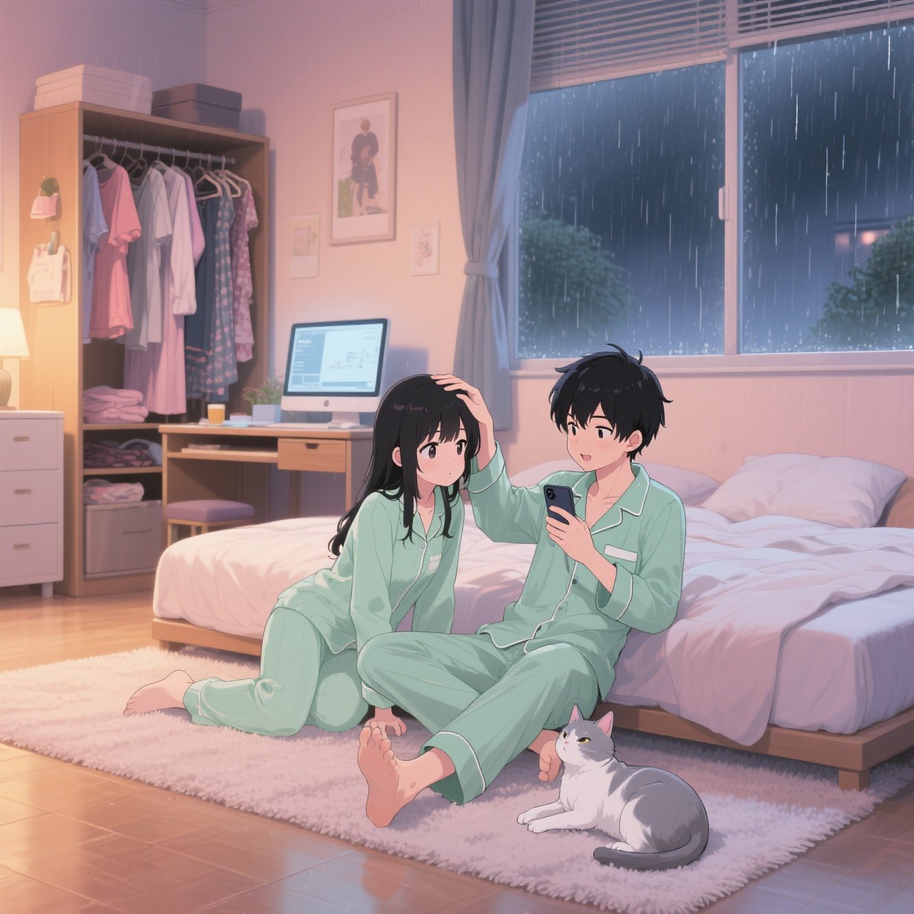 A boy with black hair, wearing...